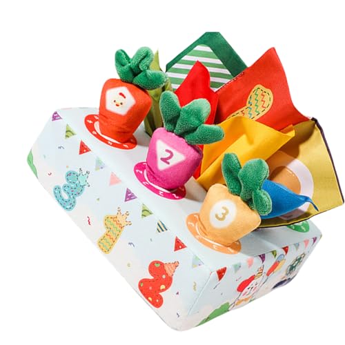 Asukohu Baby Tissue Box Spielzeug Mit Strukturierten Stoffen 6-12 Monate Sensorisches Spielset Mit Pullable Carots Und Crinkly Sheets Buntes Sensorisches Spiel Für Säuglinge von Asukohu