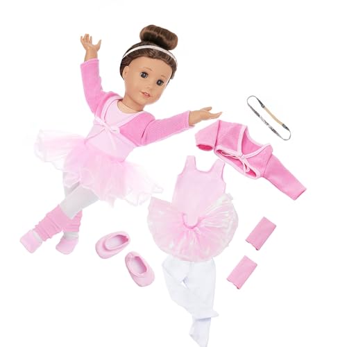 Asukohu Ballett Tanzkleid Für 18 Zoll Mädchenpuppen Tanz Übung Outfit Atmungsaktives Tutu Rock Tun Sie Spielen Puppenkleidung Girl Doll Outfit von Asukohu