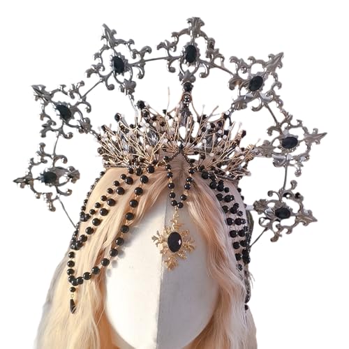 Asukohu Blingbling Crowns Haare Hoop Girl Halloween Party Elegantes Festzug Wasser Drop Perle Girl Coronet Kostüm Kopfbedeckung von Asukohu