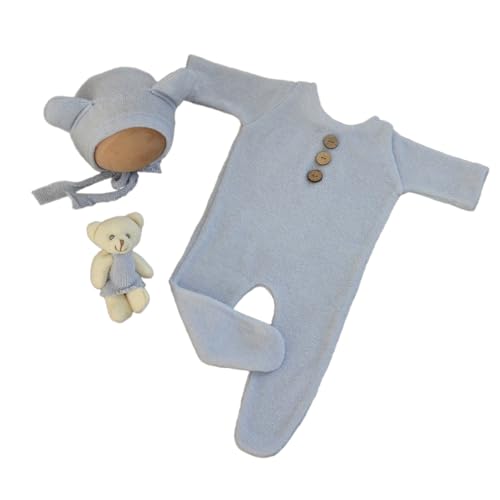 Asukohu Fotoshooting-Requisiten für Neugeborene, Baby-Bär-Kostüm, Mütze, gestrickter Strampler mit Fuß, Foto-Outfit, Bären-Thema, Baby-Outfit Asukohu Fotoshooting-Requisiten für Neugeborene, Baby-Bär-Kostüm, Mütze, gestrickter Strampler mit Fuß, Foto-Outfit, Bären-Thema, Baby-Outfit von Asukohu
