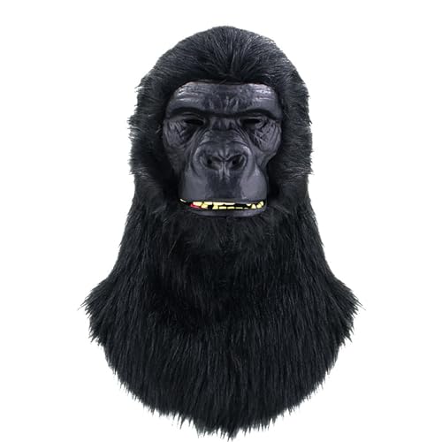 Asukohu Gruselige Neuheit Affe Tier Schimpanse Gorillas Kopf mit Haarverkleidungen Halloween Party Dekor Damen Herren Tierkopf Gorillas Neuheit Affe Gruseliger Gorillas Kopf von Asukohu