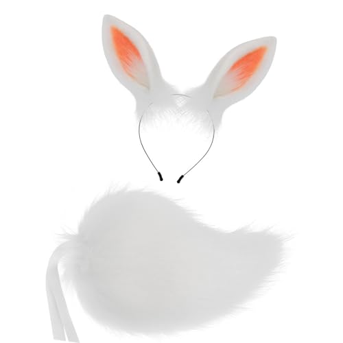 Asukohu Halloween-Hasen-Kostüm-Zubehör für Kinder, Mädchen, Weihnachten, Halloween, Cosplay, Tierohren-Haarband, Plüschschwanz, Tierohr-Stirnband von Asukohu
