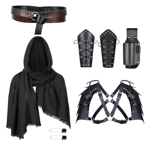 Asukohu Historisches Nachstellzubehör-Set, mittelalterliches Ritter-Outfit mit Schutzausrüstung und dekorativem Schal, Maskeraden, Kostüm-Requisiten Asukohu Historisches Nachstellzubehör-Set, mittelalterliches Ritter-Outfit mit Schutzausrüstung und dekorativem Schal, Maskeraden, Kostüm-Requisiten von Asukohu