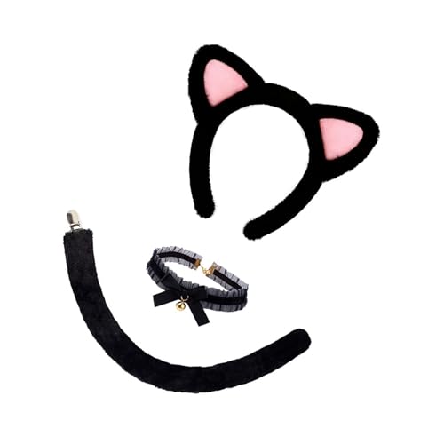 Asukohu Katzen Kostüme Set Katzen Ohren Stirnbänder Schwanzglocken Choker Tutu Rock Cosplay Kostüme Für Halloween Weihnachtsfeier von Asukohu