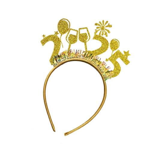 Asukohu Lametta Neujahr 2025 Kopfbedeckung Stirnband Foto Requisiten Party Cosplay Kostüme Tanzen Party Stirnband Weihnachten Festlich Haarschmuck für Frauen von Asukohu