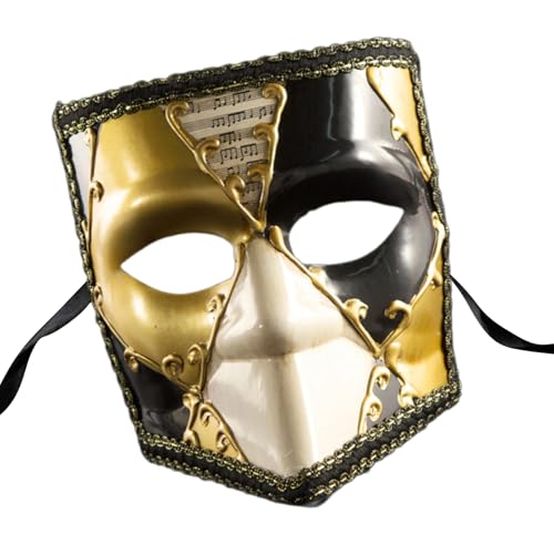 Asukohu Luxuriöse Venezianer-Vollgesichtsabdeckung für Herren, Kontrastfarbe, Karnevals-Augenmaske mit Band, für Maskerade, Bälle, geheimnisvoll Asukohu Luxuriöse Venezianer-Vollgesichtsabdeckung für Herren, Kontrastfarbe, Karnevals-Augenmaske mit Band, für Maskerade, Bälle, geheimnisvoll von Asukohu