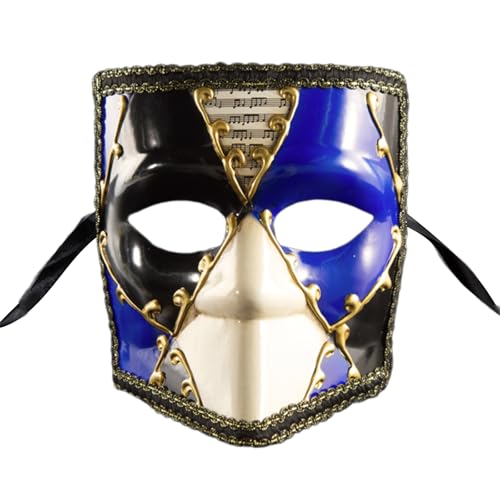 Asukohu Luxuriöse Venezianer-Vollgesichtsabdeckung für Herren, Kontrastfarbe, Karnevals-Augenmaske mit Band, für Maskerade, Bälle, geheimnisvoll Asukohu Luxuriöse Venezianer-Vollgesichtsabdeckung für Herren, Kontrastfarbe, Karnevals-Augenmaske mit Band, für Maskerade, Bälle, geheimnisvoll von Asukohu
