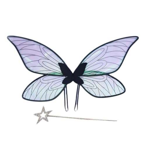 Asukohu Mädchen Schmetterlingsflügel-Feen Flügel-Kostüm und Zauberstab-Set für Mädchen, Kindergeburtstag, Maskeraden, Cosplay, Weihnachten, Halloween, leuchtendes Kostüm Asukohu Mädchen Schmetterlingsflügel-Feen Flügel-Kostüm und Zauberstab-Set für Mädchen, Kindergeburtstag, Maskeraden, Cosplay, Weihnachten, Halloween, leuchtendes Kostüm von Asukohu