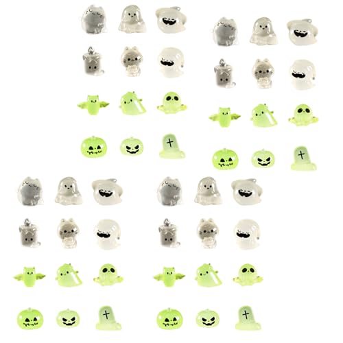 Asukohu Miniatur Halloween Glow Dekorationen Halloween Garten Dekoration Nachtleuchtende Miniatur Harz Gespenst Fledermäuse Schädel Ornament Handwerk Projekte von Asukohu