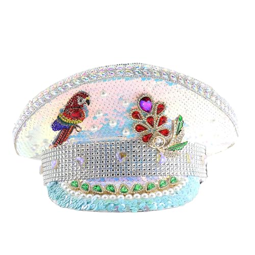 Asukohu Pailletten-Strass-Hut für Damen, Hochzeit, Braut, schimmernder Marine-Hut, Urlaub, Feiern, Kapitän, für Abendparty, Tanz, Kopfschmuck Asukohu Pailletten-Strass-Hut für Damen, Hochzeit, Braut, schimmernder Marine-Hut, Urlaub, Feiern, Kapitän, für Abendparty, Tanz, Kopfschmuck von Asukohu