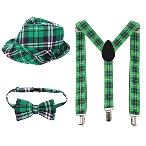 Asukohu Patricks Day Hut Fliege Bart Stirnband Halskette Brille Rock Lange Handschuhe Bein Ärmel Patricks Kostüm Zubehör Kostüm Hut von Asukohu