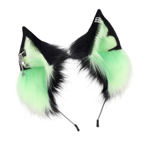 Asukohu Realistisches Katzenohr-Haarband, handgefertigt, Plüsch-Haarspange für Cosplays, Kostüm, grün, blau, weich, pelzig, Haarspange für Frauen und Mädchen Asukohu Realistisches Katzenohr-Haarband, handgefertigt, Plüsch-Haarspange für Cosplays, Kostüm, grün, blau, weich, pelzig, Haarspange für Frauen und Mädchen von Asukohu