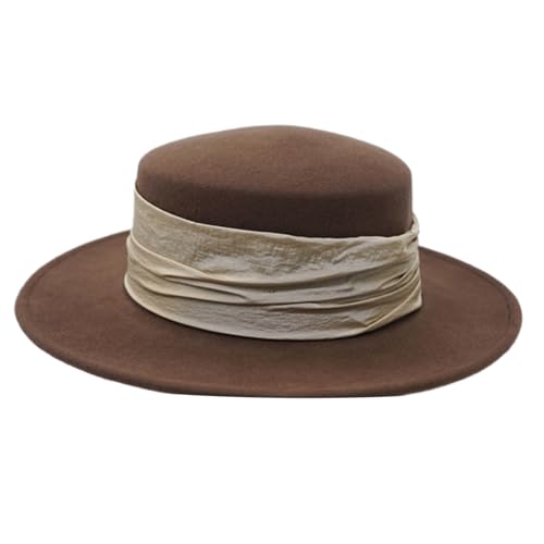 Asukohu Retros Karamellbrauner Hut, Unisex, stilvoll, dekorativer Hut, Kostüm, Karneval, für Outdoor-Aktivitäten, Retros, flache Bordüre Asukohu Retros Karamellbrauner Hut, Unisex, stilvoll, dekorativer Hut, Kostüm, Karneval, für Outdoor-Aktivitäten, Retros, flache Bordüre von Asukohu