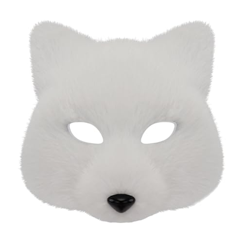 Asukohu Therians Pelzige Katze Fuchs Wolf Halloween Plüschmaske Halbgesicht für Maskenball Cosplay Party Halloween Kostüm von Asukohu