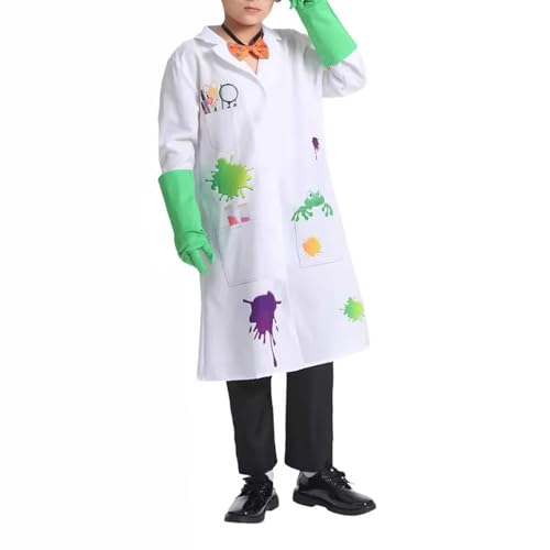 Asukohu Verrückter Wissenschaftler-Outfit, verrückter Wissenschaftler, Kostüm, Zubehör, Laborkittel, Handschuhe, Brillenrahmen, Krawatte, Halloween, Verkleidungsset für Cosplay, Halloween von Asukohu