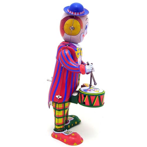 Asukohu Vintage Sammlerstück Clown Trommeln Aufziehspielzeug Zirkus Für Jungen Und Mädchen Mechanisches Spielzeug Musikspielzeug Geburtstag/Weihnachten Aufziehbares Blechspielzeug Vintage von Asukohu
