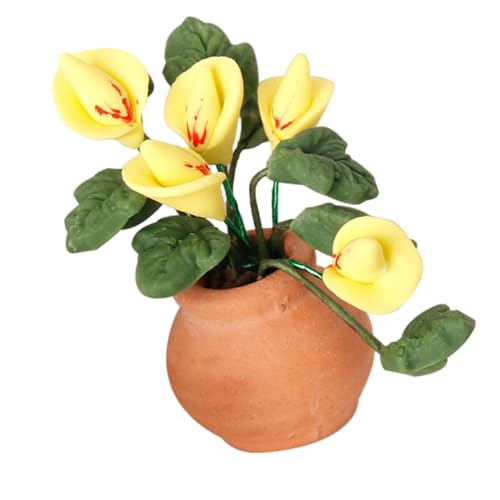 Asukohu Wohnzimmer Künstlicher Calla Figurenmodell Realistische Vintage Life Szene Doll Haus Tun Spiel Calla Plant Dollhouses Accessoires von Asukohu