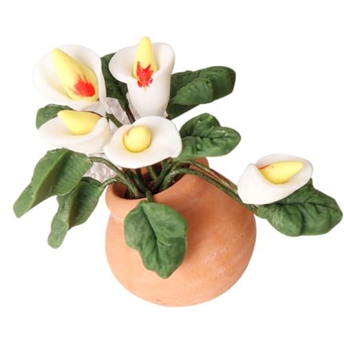 Asukohu Wohnzimmer Künstlicher Calla Figurenmodell Realistische Vintage Life Szene Doll Haus Tun Spiel Calla Plant Dollhouses Accessoires von Asukohu
