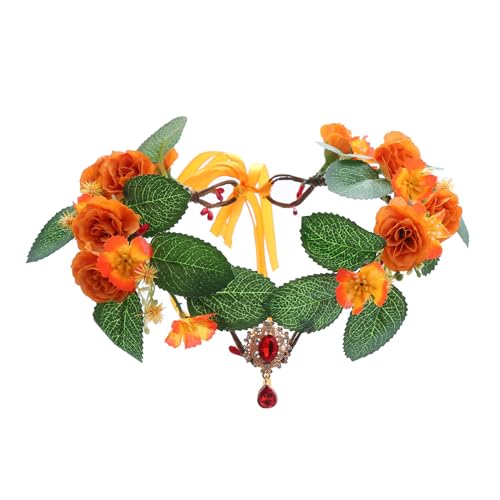Cosplay-Stirnband mit Strass-Anhänger, Dekoration, ethnisches Haarband für Braut, Blumenkrone für Hochzeit, Party Cosplay-Stirnband mit Strass-Anhänger, Dekoration, ethnisches Haarband für Braut, Blumenkrone für Hochzeit, Party von Asukohu