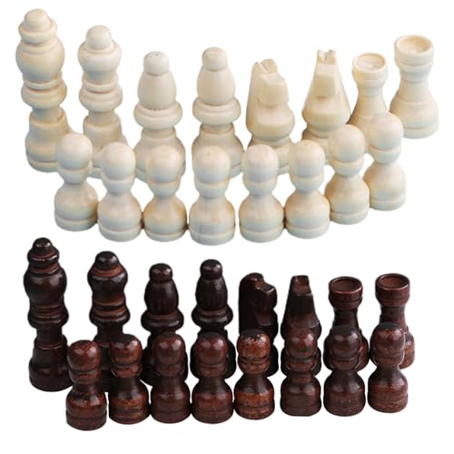 Handgeschnitzte Holzschachfiguren, tragbare Turnier-Schachfiguren, internationale Schachfiguren für Schachbrettspiel, tragbare Holzschachfiguren, handgeschnitzte Figur, 32 Stück von Asukohu