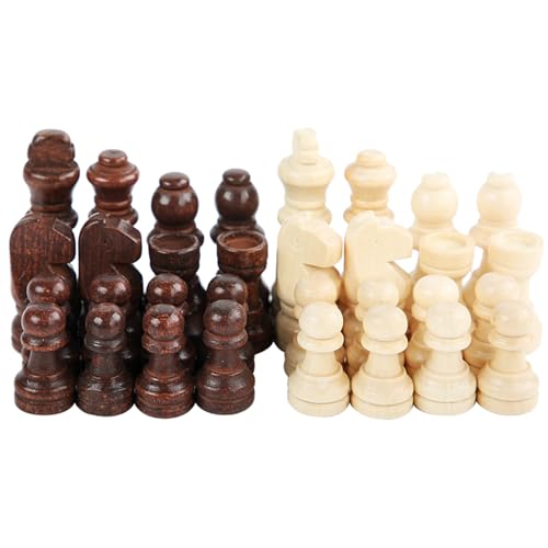 Handgeschnitzte Holzschachfiguren, tragbare Turnier-Schachfiguren, internationale Schachfiguren für Schachbrettspiel, tragbare Holzschachfiguren, handgeschnitzte Figur, 32 Stück von Asukohu