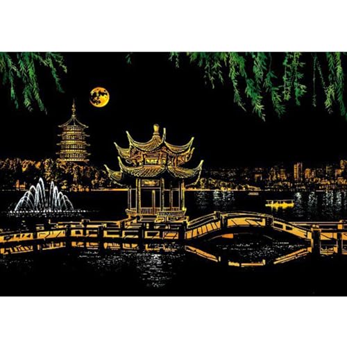 Kratzpapier Kratzmalerei-Kits für alle Altersgruppen, Kunstmalerei, Karton, Stadtlandschaft, Souvenir, Erwachsene von Asukohu