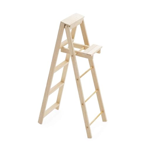 Miniatur Bauleiter für 1/12 Puppenhäuser Szene Display Zubehör Miniaturmöbel für Puppenhäuser Dekoration Holzleiter von Asukohu