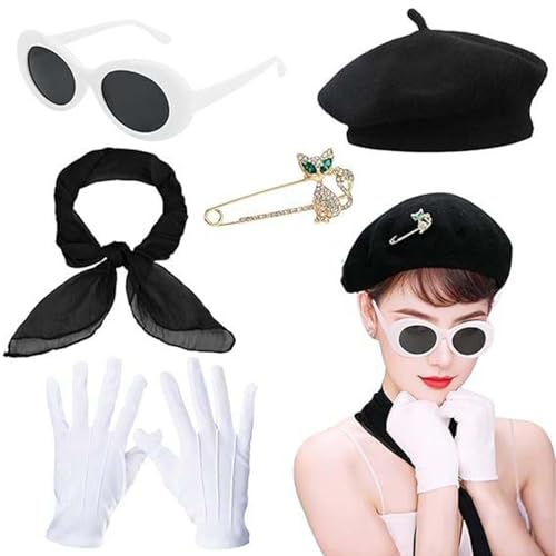 Rollenspiel-Kostüm-Zubehör der 1980er-Jahre, einschließlich Hut, Herz, Ohrringe, Brille, Schal und Handschuhe, für Damen, Halloween, Cosplay, Freizeitkleidung Rollenspiel-Kostüm-Zubehör der 1980er-Jahre, einschließlich Hut, Herz, Ohrringe, Brille, Schal und Handschuhe, für Damen, Halloween, Cosplay, Freizeitkleidung von Asukohu