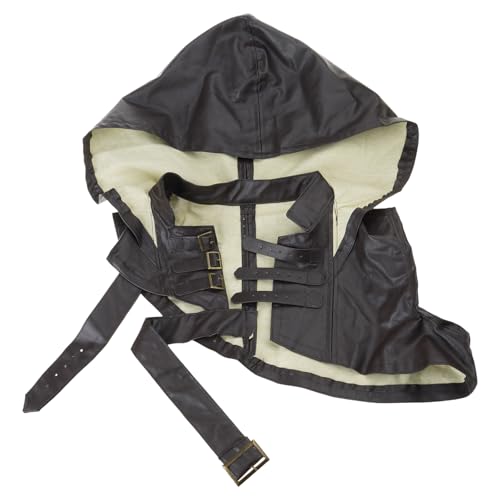 Verstellbarer mittelalterlicher Piratenhut, Kunstleder, Punk, Kapuzenumhang, Umhang für Damen und Herren, Cosplay-Kostüm, Zubehör, LARP Rogues Kopfbedeckung von Asukohu