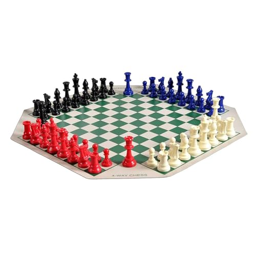 Vier Spieler Schach Set Einzigartige Kombination Schachspiel Reise Familie Schachspiel Mit Faltbarem Schachbrett & Schach Pädagogisches Teamspiel von Asukohu