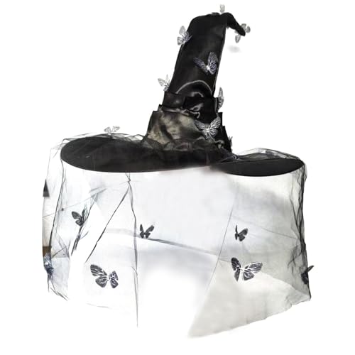 Weiche Spitze Hexenhut Schmetterling Halloween Hut Schwarz Frauen für Halloween Party Kostüm Zubehör Schöne Hexe Weiche Spitze Hexenhut Schmetterling Halloween Hut Schwarz Frauen für Halloween Party Kostüm Zubehör Schöne Hexe von Asukohu