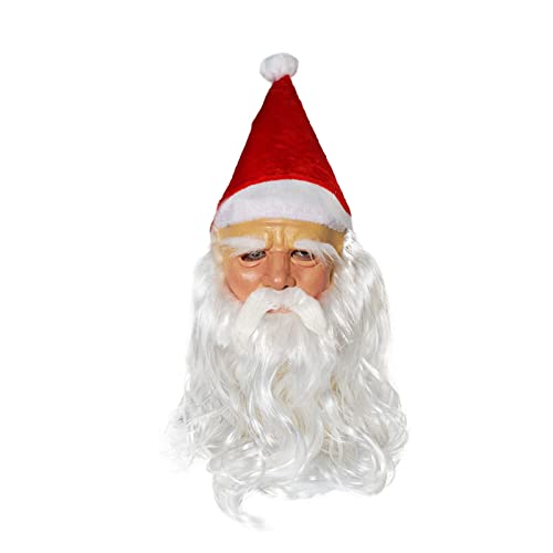 Weihnachtsmann-Kopfbedeckung, Latex-Kopfbedeckung, halbes Gesicht, Partyzubehör, Weihnachtsmann für Erwachsene von Asukohu