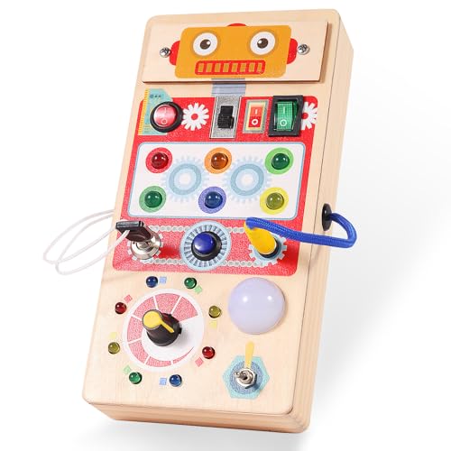 Asweets Montessori Holz-Spielzeug für Kleinkinder, roter Roboter, Sensoriktafel mit 8 LED-Lichtschaltern, Reise- und Geschenkspielzeug für Kinder, 9,9 cm L x 5,1 cm B x 19,1 cm H Asweets Montessori Holz-Spielzeug für Kleinkinder, roter Roboter, Sensoriktafel mit 8 LED-Lichtschaltern, Reise- und Geschenkspielzeug für Kinder, 9,9 cm L x 5,1 cm B x 19,1 cm H von Asweets
