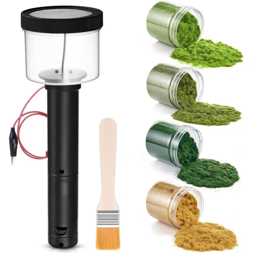 Asyduey Anti-Rutsch- Mini Static Grass Applikator Flocking-Kit mit 4 X 60g Farben Gras für DIY Modellbahn Landschafts- von Asyduey