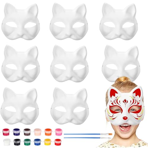 Aszaui 12 Stück Katzenmaske,Therian Mask,DIY Weiße Papier Maske,Masken zum Bemalen Kinder,Leere Maske,Papiermasken Fuchsmasken für Karneval Aszaui 12 Stück Katzenmaske,Therian Mask,DIY Weiße Papier Maske,Masken zum Bemalen Kinder,Leere Maske,Papiermasken Fuchsmasken für Karneval von Aszaui