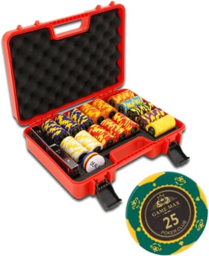 300-teiliges Poker-Set, professionelles Pokerchip-Set mit Tragetasche, Texas Holdem Pokerchips, Casino, Monopoly-Chips, Aufbewahrungsbox, tragbarer Token-Koffer (Color : E, Size : $1$5$10$20$50$100$ von AtKits