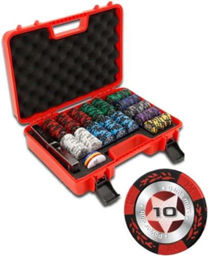 300-teiliges Poker-Set, professionelles Pokerchip-Set mit Tragetasche, Texas Holdem Pokerchips, Casino, Monopoly-Chips, Aufbewahrungsbox, tragbarer Token-Koffer (Color : H, Size : $1$5$10$20$50$100$ von AtKits