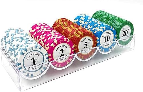 AtKits 14 Gramm Casino-Spiele-Chips, Poker-Set, 100-teiliges Monte-Carlo-Acrylgehäuse, Ton, Metalcore, Texas Holdem, Blackjack, Bingo-Chips (Color : A) von AtKits