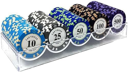 AtKits 14 Gramm Casino-Spiele-Chips, Poker-Set, 100-teiliges Monte-Carlo-Acrylgehäuse, Ton, Metalcore, Texas Holdem, Blackjack, Bingo-Chips (Color : F) von AtKits