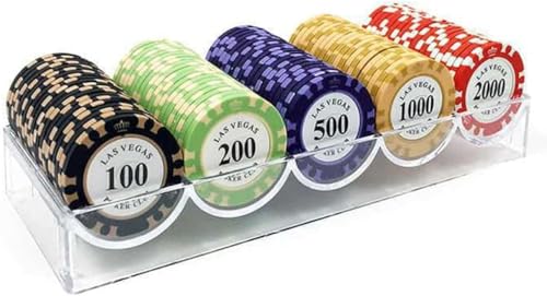 AtKits 14 Gramm Casino-Spiele-Chips, Poker-Set, 100-teiliges Monte-Carlo-Acrylgehäuse, Ton, Metalcore, Texas Holdem, Blackjack, Bingo-Chips (Color : J) von AtKits