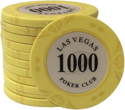 AtKits 14 g Poker-Chips, Casino-Spiele, Poker-Set, Texas Holdem Las Vegas Ton-Chips-Set for Zählen von Markern, Mathe-Lernen, Poker-Chips (Color : 25pcs $1000) von AtKits