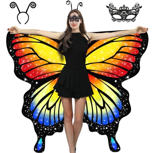 AtRenty Schmetterlingskostüm für Damen, doppelseitig, Schmetterlingsflügel, Kostüme für Erwachsene, Halloween-Kostüme AtRenty Schmetterlingskostüm für Damen, doppelseitig, Schmetterlingsflügel, Kostüme für Erwachsene, Halloween-Kostüme von AtRenty