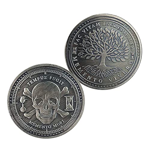 AtSKnSK Tempus Fugit Münze - Memento Mori Totenkopf Gedenkmünze - Leben und Tod Herausforderungs Münze - Stoische Sammlermünze und Geschenk für Philosophie-Liebhaber AtSKnSK Tempus Fugit Münze - Memento Mori Totenkopf Gedenkmünze - Leben und Tod Herausforderungs Münze - Stoische Sammlermünze und Geschenk für Philosophie-Liebhaber von AtSKnSK