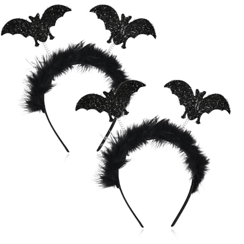 Athem Fledermaus Ohren Haarreif - Halloween Kostüm Deko Accessoires für Kinder, Erwachsene, Damen & Herren, Fledermaus Kostüm Kopfschmuck für Halloween, Fasching & Karneval Party (2) von Athem