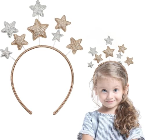 Athem Weihnachten Stern Haarreifen - Glitzer Gold Silber Stern Stirnband Weihnachten Haarband für Damen Mädchen, Weihnachten Party Haarbänder für Urlaub Geburtstag Party Festival von Athem