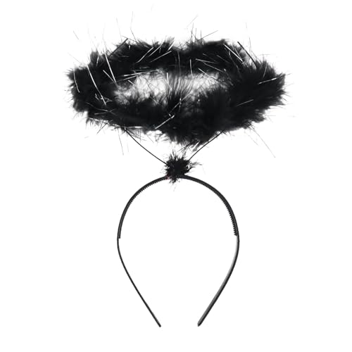 Haarreif Heiligenschein Schwarz - Engel Kostüm Accessoires für Kinder Damen Herren, Haarreifen Engel Haarschmuck für Halloween, Fasching & Karneval Party Haarreif für schwarze Engel mit Federkranz Haarreif Heiligenschein Schwarz - Engel Kostüm Accessoires für Kinder Damen Herren, Haarreifen Engel Haarschmuck für Halloween, Fasching & Karneval Party Haarreif für schwarze Engel mit Federkranz von Athem