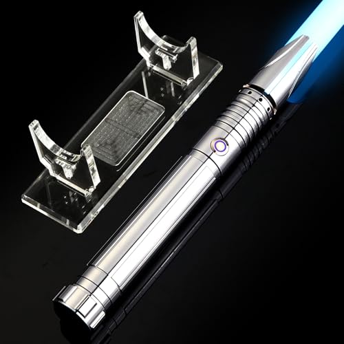 AthlChamp Motion Control Heavy Duel Lichtschwert für Erwachsene, Lichtschwert mit stabilem Metallgriff & Dicker Klinge & 16 Sound Fonts & 12 RGB Farben & Schwertständer, Helmdesign - Silber AthlChamp Motion Control Heavy Duel Lichtschwert für Erwachsene, Lichtschwert mit stabilem Metallgriff & Dicker Klinge & 16 Sound Fonts & 12 RGB Farben & Schwertständer, Helmdesign - Silber von AthlChamp