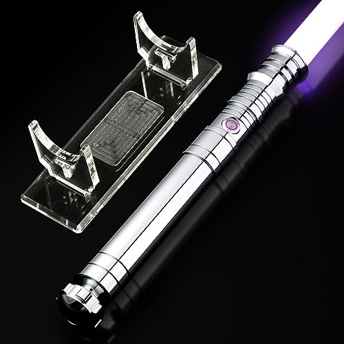 AthlChamp Motion Control Heavy Duel Lichtschwert für Erwachsene, Lichtschwert mit stabilem Metallgriff & Dicker PC-Klinge & 16 Sound Fonts & 12 RGB Farben & Schwertständer - Silber AthlChamp Motion Control Heavy Duel Lichtschwert für Erwachsene, Lichtschwert mit stabilem Metallgriff & Dicker PC-Klinge & 16 Sound Fonts & 12 RGB Farben & Schwertständer - Silber von AthlChamp