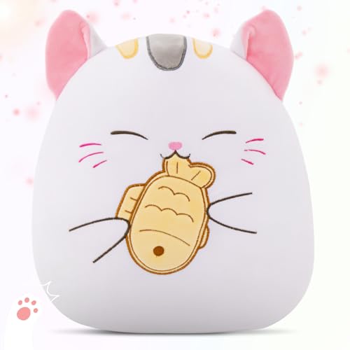 Athionsu 30,5 cm Katzen-Plüschkissen, weiches Kawaii-Plüschtier, Umarmungskissen mit Taiyaki-Fisch, süßes Kätzchen-Geschenk für Kinder, Mädchen Athionsu 30,5 cm Katzen-Plüschkissen, weiches Kawaii-Plüschtier, Umarmungskissen mit Taiyaki-Fisch, süßes Kätzchen-Geschenk für Kinder, Mädchen von Athoinsu