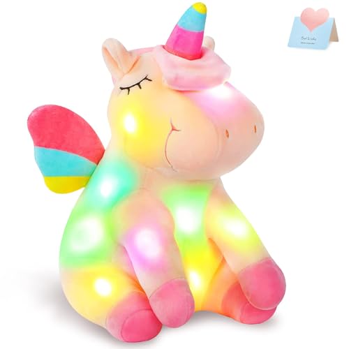 Athoinsu 30,5 cm leuchtendes rosa Einhorn Stofftier weiches Plüschspielzeug mit LED-bunten Nachtlichtern, leuchtend, Geburtstag, Valentinstag, Kindertag, Geschenke für Kinder, Kleinkind, Mädchen, Frauen Athoinsu 30,5 cm leuchtendes rosa Einhorn Stofftier weiches Plüschspielzeug mit LED-bunten Nachtlichtern, leuchtend, Geburtstag, Valentinstag, Kindertag, Geschenke für Kinder, Kleinkind, Mädchen, Frauen von Athoinsu